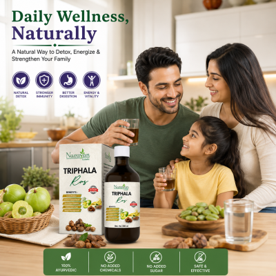 Triphala Ras Supports Digestive Health and Promotes Regular Bowel Function.