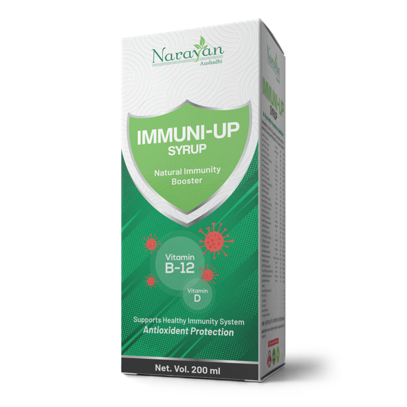 IMMUNI-UP Syrup: Ayurvedic Natural Immunity Booster with Vitamin D & B12 - Holistic Immune Support & Antioxidant Protection