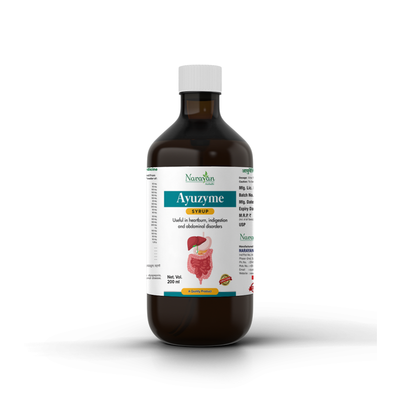 AYUZYME Syrup: Ayurvedic Relief for Heartburn, Indigestion, Abdominal Disorders & Constipation - Natural Digestive Enzyme Syrup
