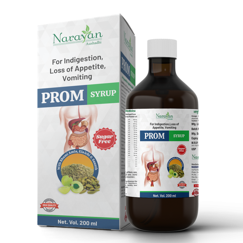 PROM Syrup: Ayurvedic Relief for Indigestion, Loss of Appetite, Vomiting & Digestive Disorders - Natural Stomach Upset Remedy