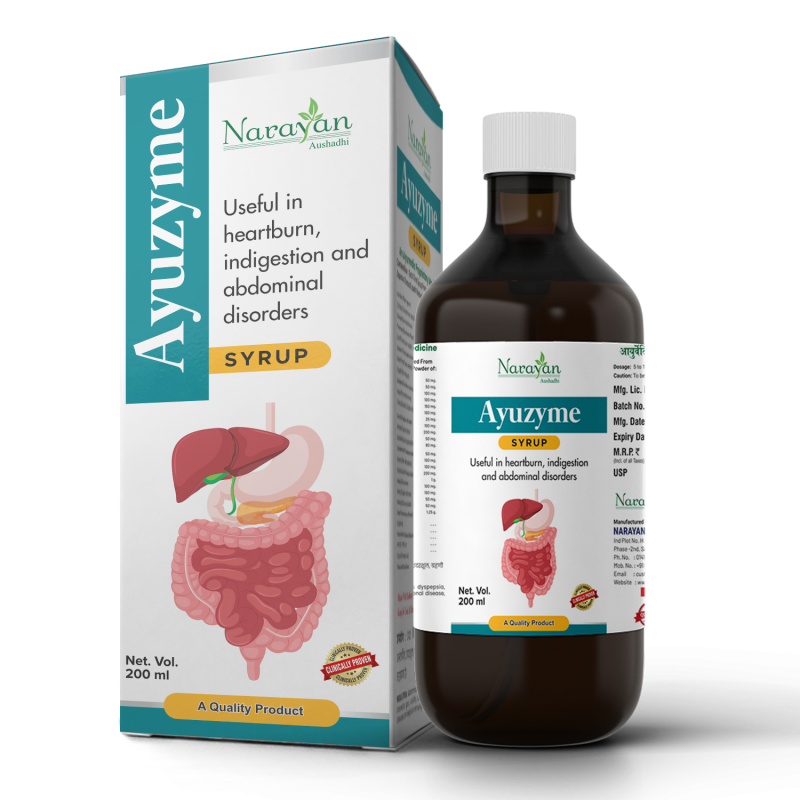 AYUZYME Syrup: Ayurvedic Relief for Heartburn, Indigestion, Abdominal Disorders & Constipation - Natural Digestive Enzyme Syrup