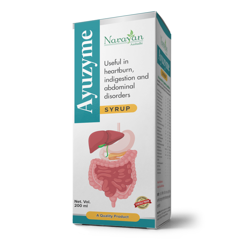 AYUZYME Syrup: Ayurvedic Relief for Heartburn, Indigestion, Abdominal Disorders & Constipation - Natural Digestive Enzyme Syrup