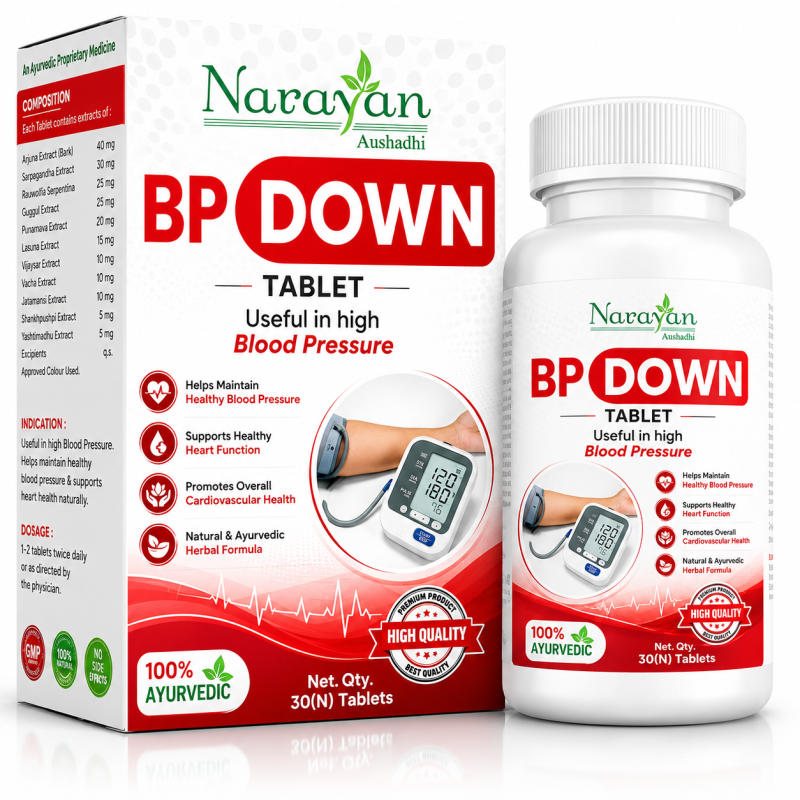 Bp Down Tablet Supports Healthy Blood Pressure and Helps Maintain Vata Balance.