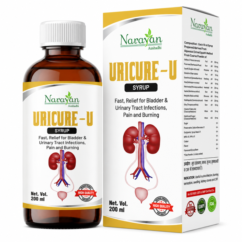 Uricure-u Syrup Supports Urinary Tract Health and Relieves Burning Sensations.