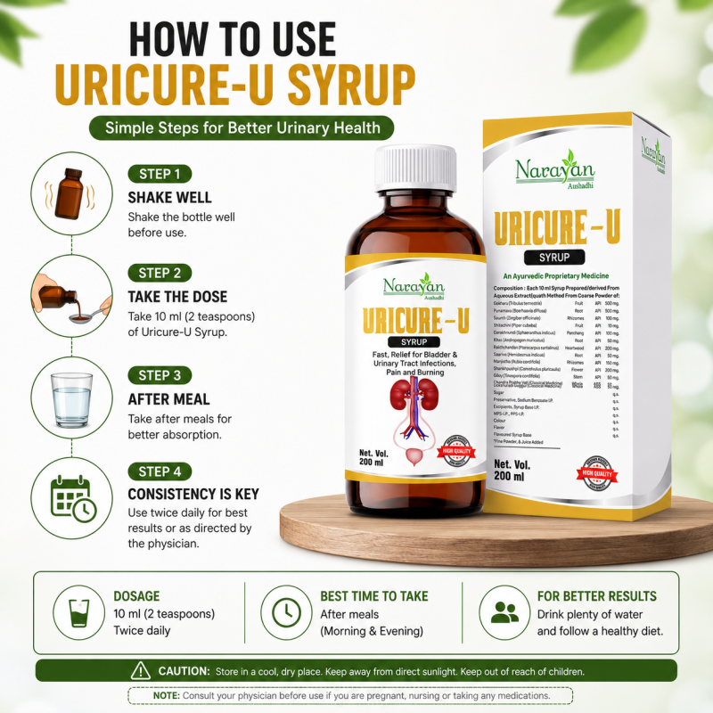 Uricure-u Syrup Supports Urinary Tract Health and Relieves Burning Sensations.